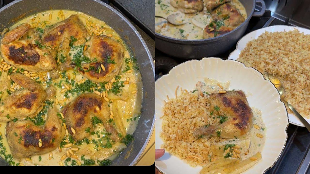 دجاج بالروب(زبادي) وبرغل بالشعيريه (المطبخ العراقي )بطريقة بنت الهاشمي