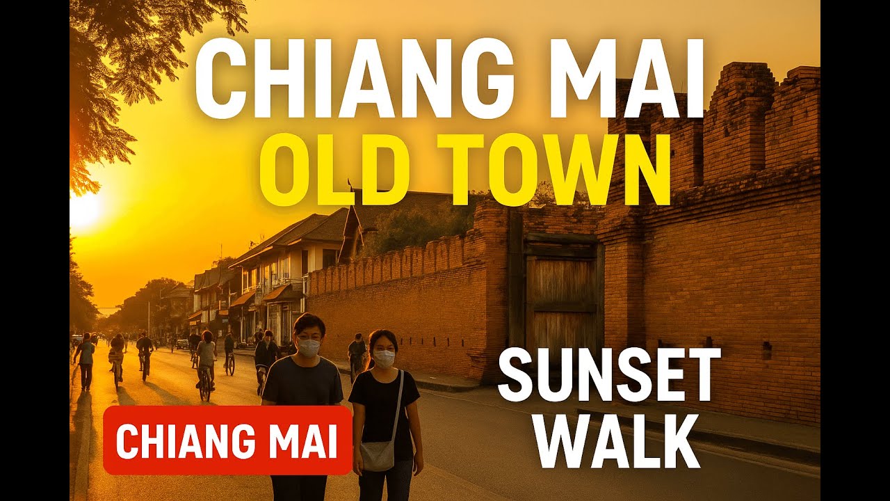 Chiang Mai Old Town Sunset Walk - เดินชมพระอาทิตย์ตกในตัวเมืองเชียงใหม่ [4K, no commentary]