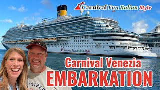 Carnival Venezia EMBARKATION | 8 Night from New York | Hurricane? Port Changes! | Balcony Cabin 7484