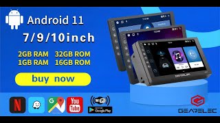 GEARELEC 7/9/10 Inch Android 11 Car Stereo Radio Bluetooth WiFi GPS Navigation Head Unit