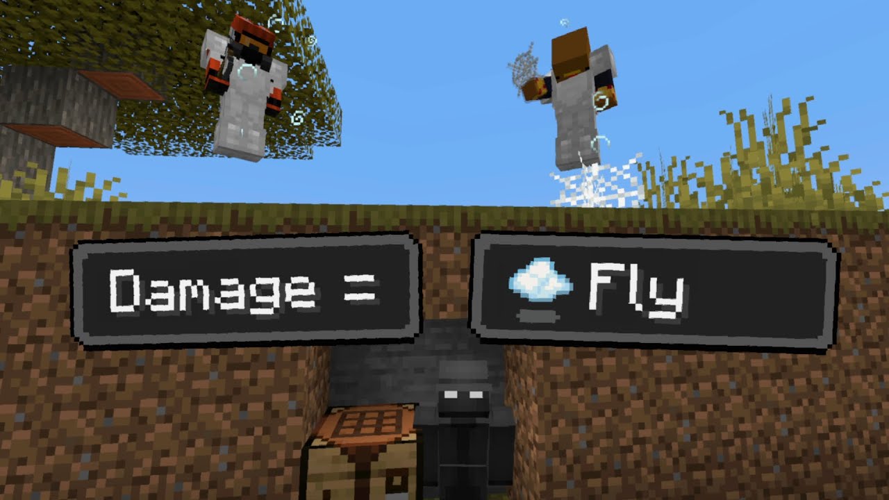 Minecraft Manhunt, But DAMAGE Makes Us FLY..