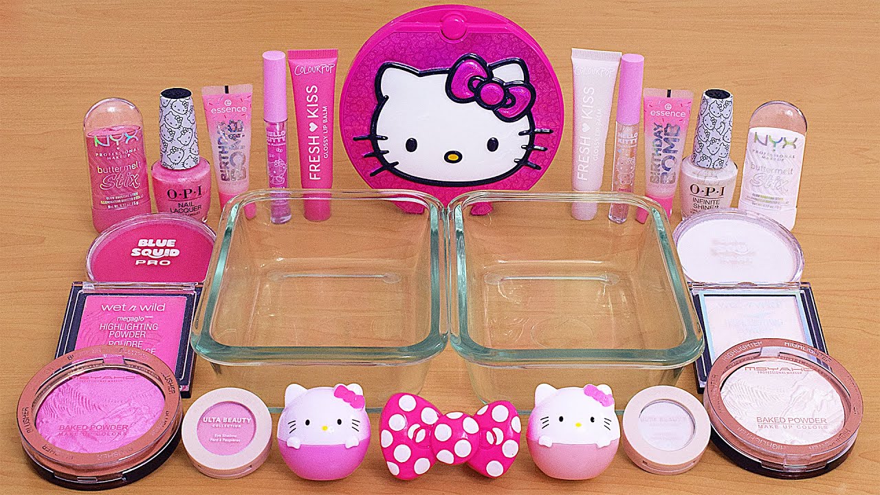 Pink vs White - Mixing Makeup Eyeshadow Into Slime ASMR