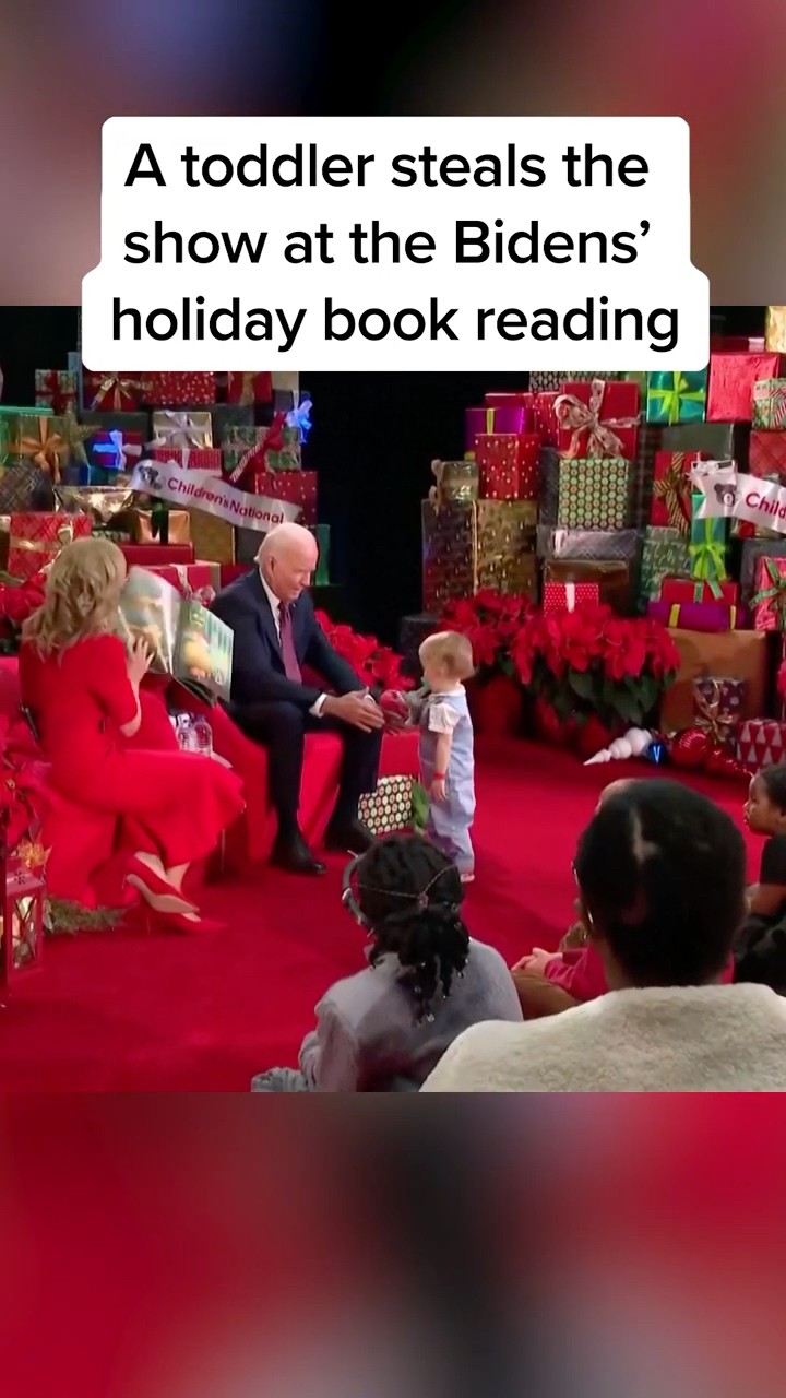 A toddler steals the show at the Bidens’ holiday book reading