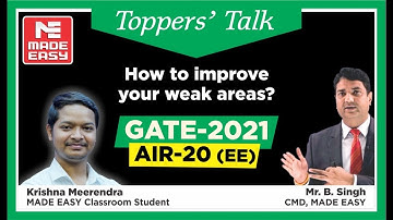 GATE 2021 Topper |Krishna Meerendra |AIR-20 |EE |Topper’s Talk |MADE EASY Student |With B. Singh Sir