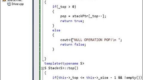 Stack implementation using Templates - C++