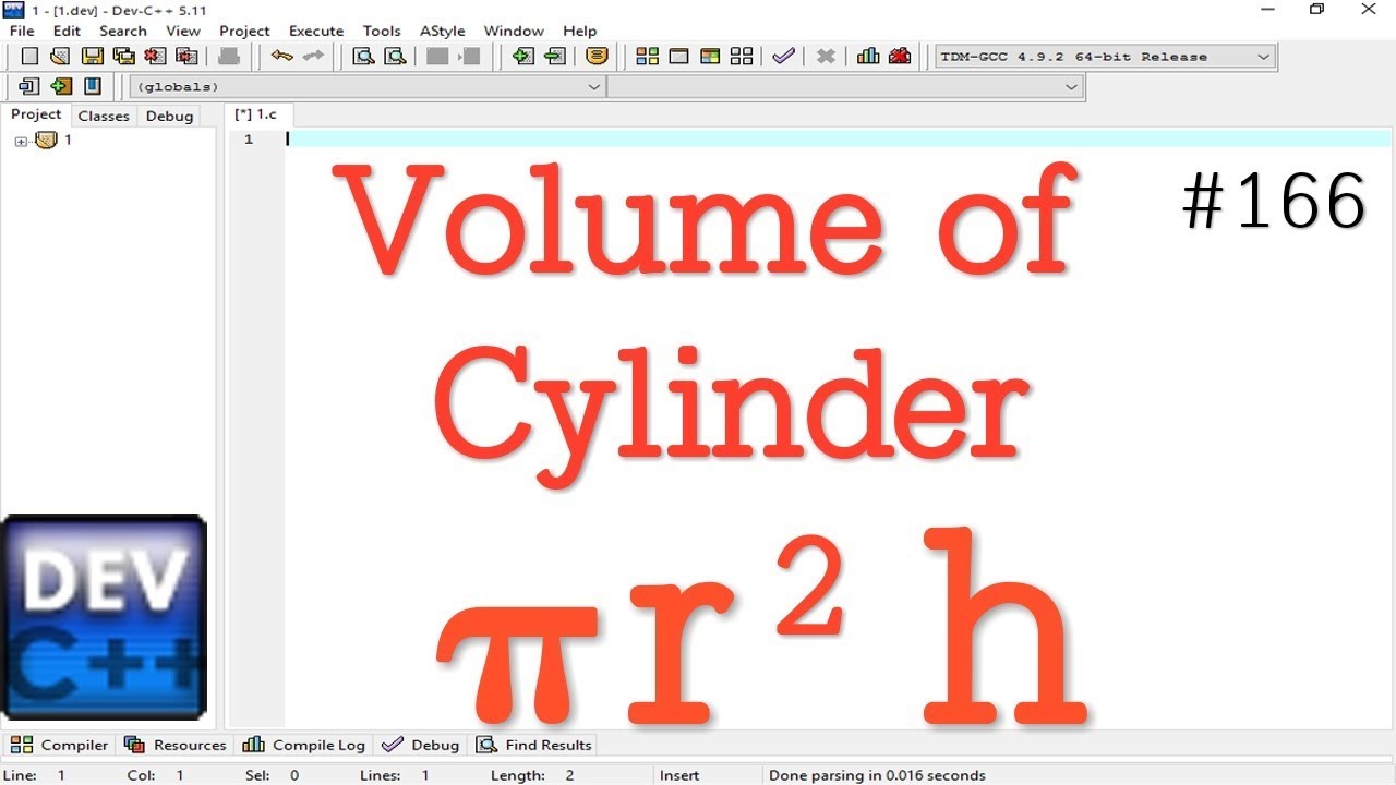 Write a program for find the value of Volume of cylinder - YouTube