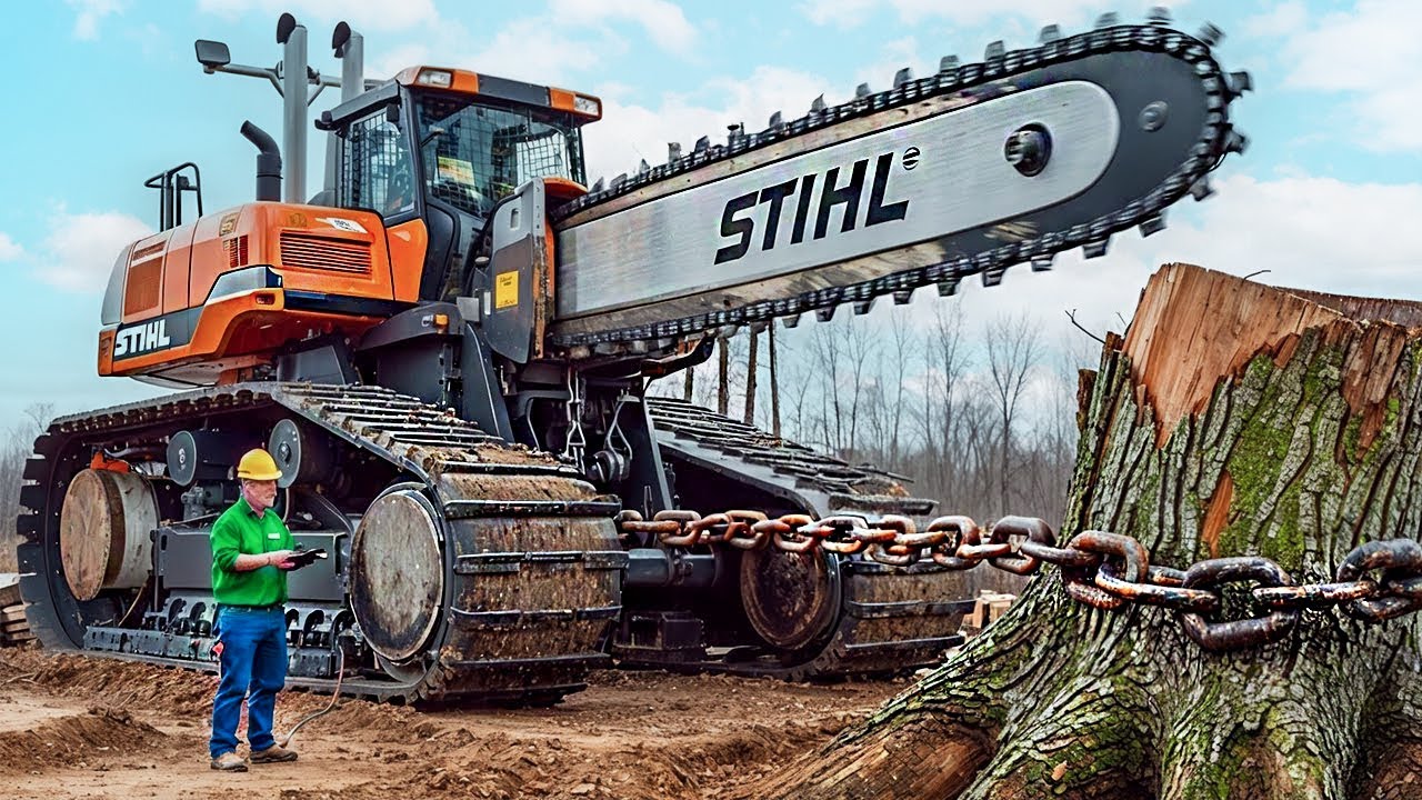 Extreme Dangerous Fastest Big Chainsaw Cutting Tree Machines | Monster Stump Removal Excavator #14