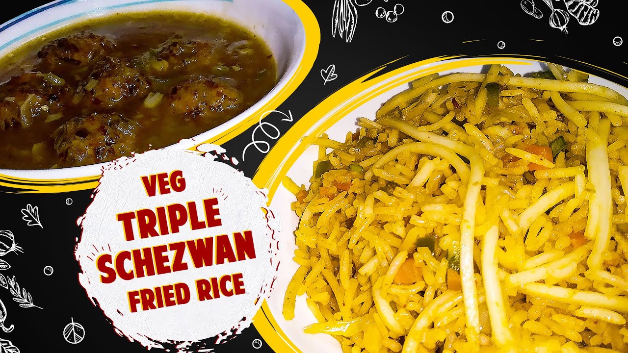Veg Triple Fried Rice | Manchurian Gravy | Fried Rice | Schezwan Rice ...