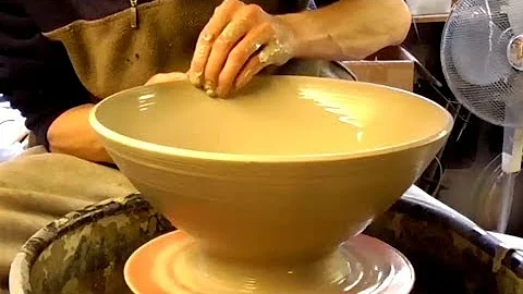 Making a Clay Pottery Bowl on the Wheel