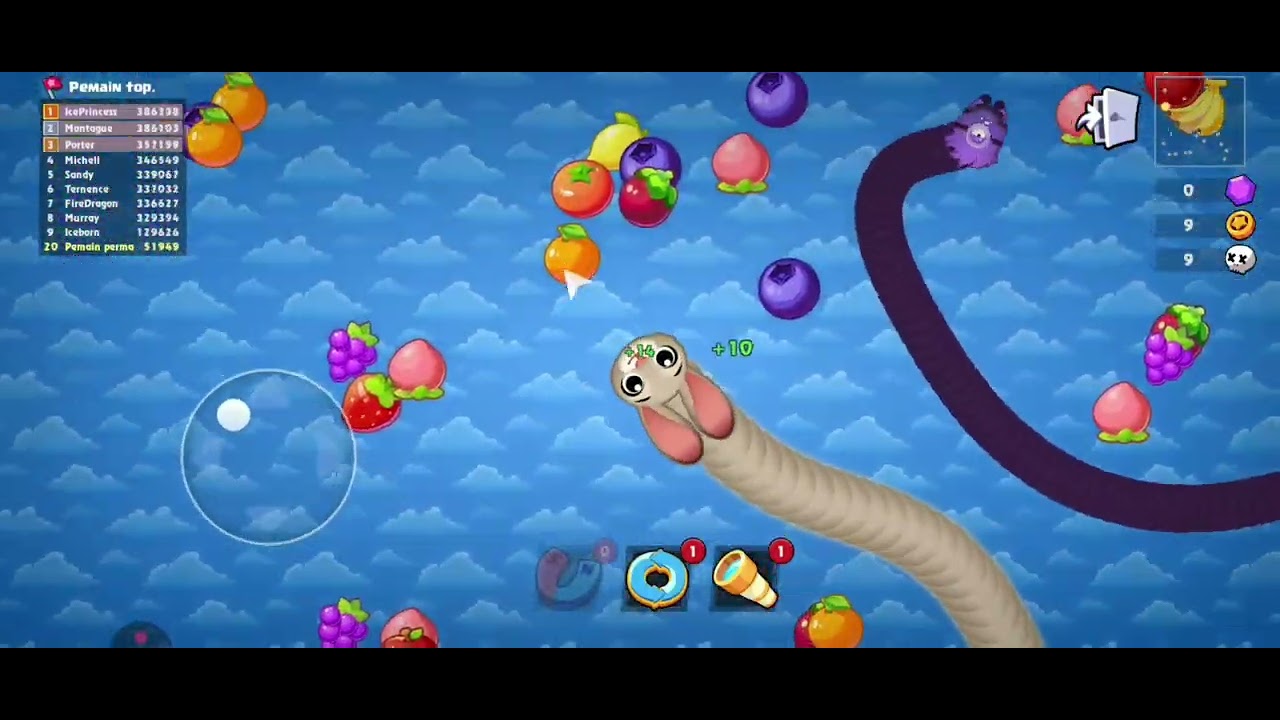 “Gameplay Panjang Worms Merge 🐛 Cacing Kelinci Imut Jadi Terbesar!