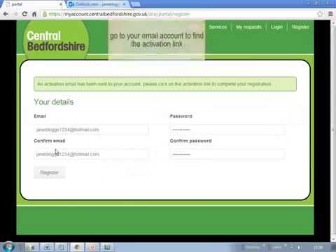 How to register a new account with Central Bedfordshire Council