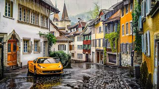 Bern, İsviçre'de Yağmurda Yürümek 🌧️ İsviçre 4K 🇨🇭