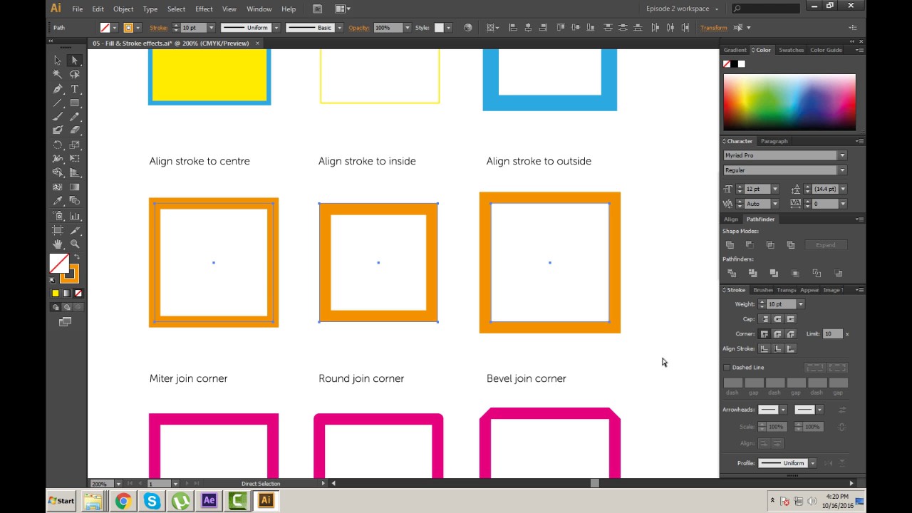 Episode:5 Fill & Stroke effects in Adobe Illustrator Cs6 (Urdu/Hindi ...