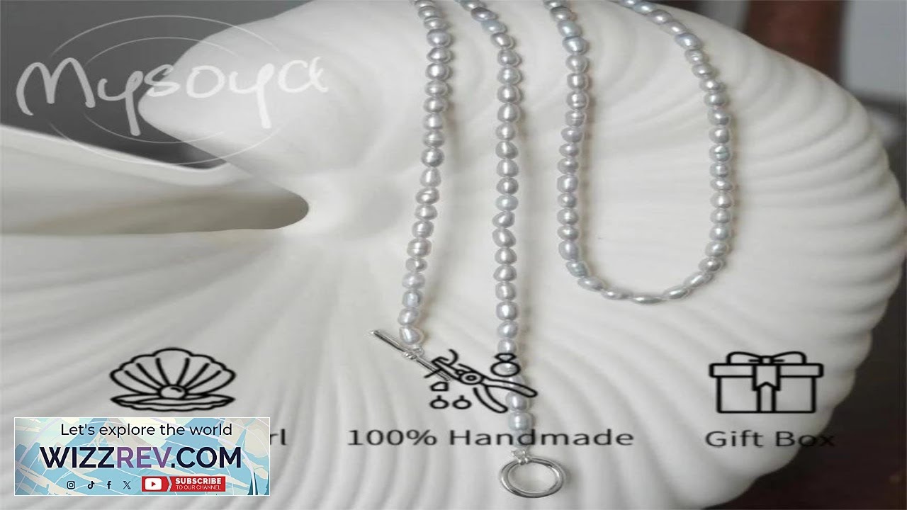 MYSOYA 3.5 4.5mm Natural Gray Rice Shape Freshwater Pearl Necklace For Women Men