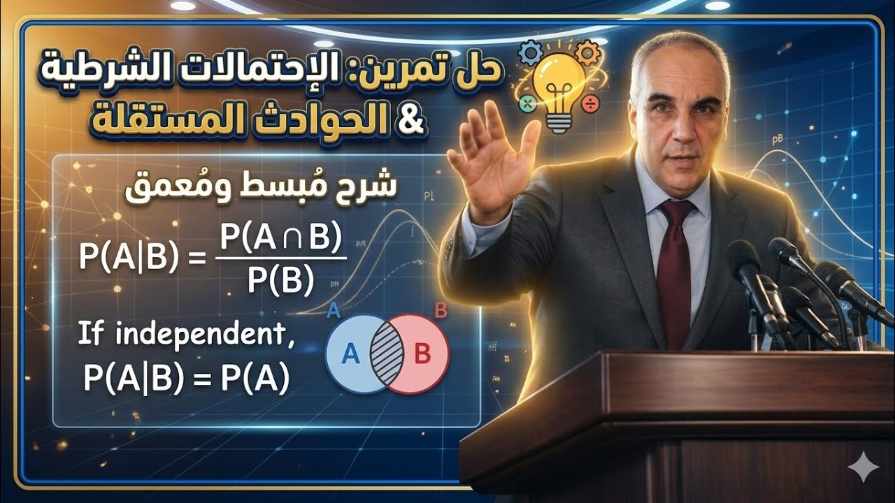 تمرين في الإحتمالات الشرطية و الحوادث المستقلة
