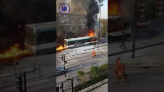Highway to Hell in France   Bus caught on fire | #Shorts Resimi