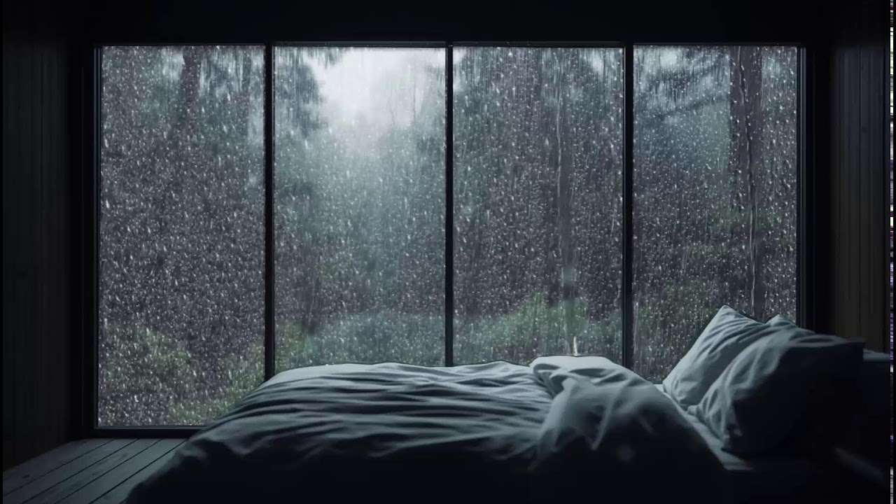 Relax with Rain on Window in a Cozy Cabin 🌧️ Sleep, Meditation, and Calm