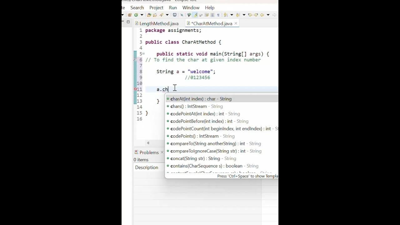 charAt method in java हिन्दी में #javaprogramming #javatutorial #java ...