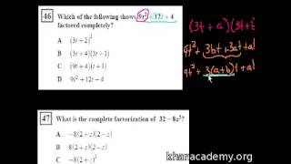 CA Algebra I: factoring quadratics