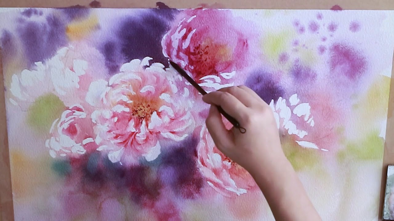 Watercolor Painting of Pink Peony - Timelapse #watercolor #peony # ...