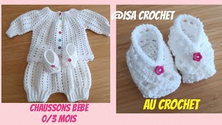 Tuto chaussons kimono pour bébé 0/3 mois au crochet facile et rapide @isacrochet