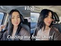 VLOG: CUTTING MY HAIR REALLY SHORT + CURTAIN BANGS