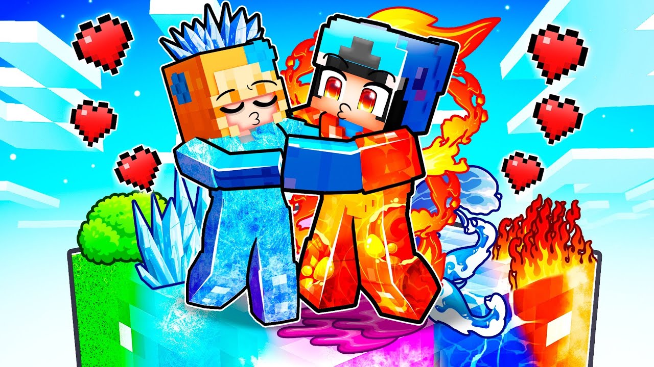 Omz & Crystal on One ELEMENTAL Block in Minecraft!