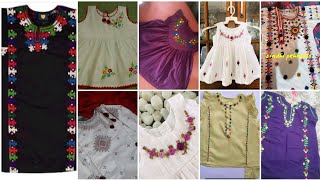 Traditional hand embroidery baby girl dress design /baby girls dresses /embroidery Resimi