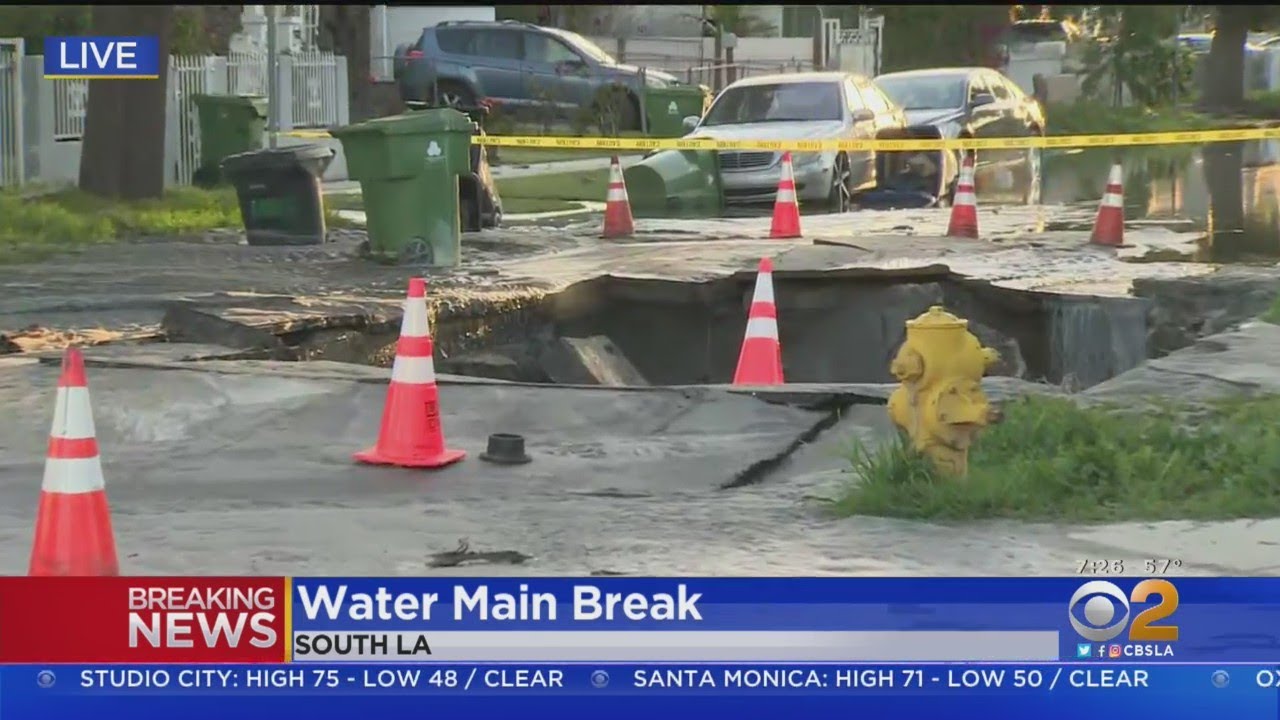 Water Main Break Floods Streets Of South LA Neighborhood, Creates ...