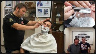 💈 Rasage au COUPE CHOUX chez le BARBIER Paolo Barrasso Turin, Italie 💈 FILSLADE Rasage Traditionnel