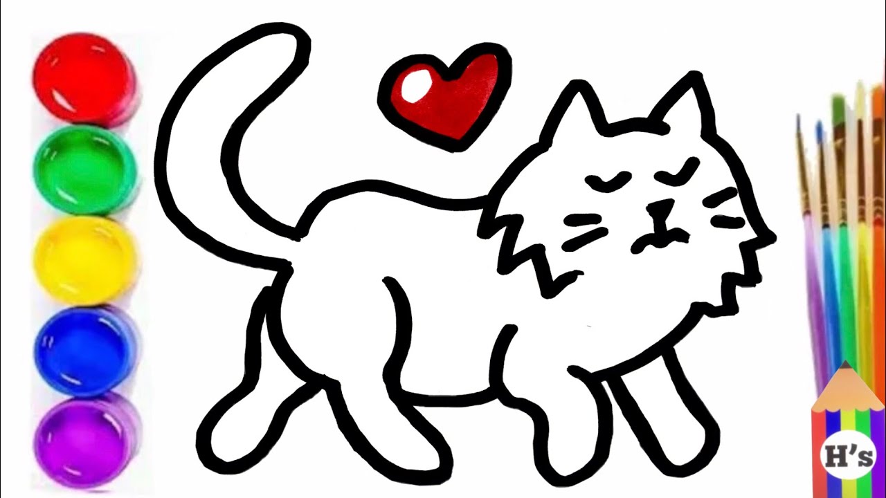 Mushukcha Rasm How To Draw a Cute Kitten | Bolalar uchun mushukcha rasm chizish ...