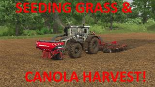 SEEDING GRASS & CANOLA HARVEST!🔥🚜l Riverbend Springs Timelapse FS25 l Ep.198
