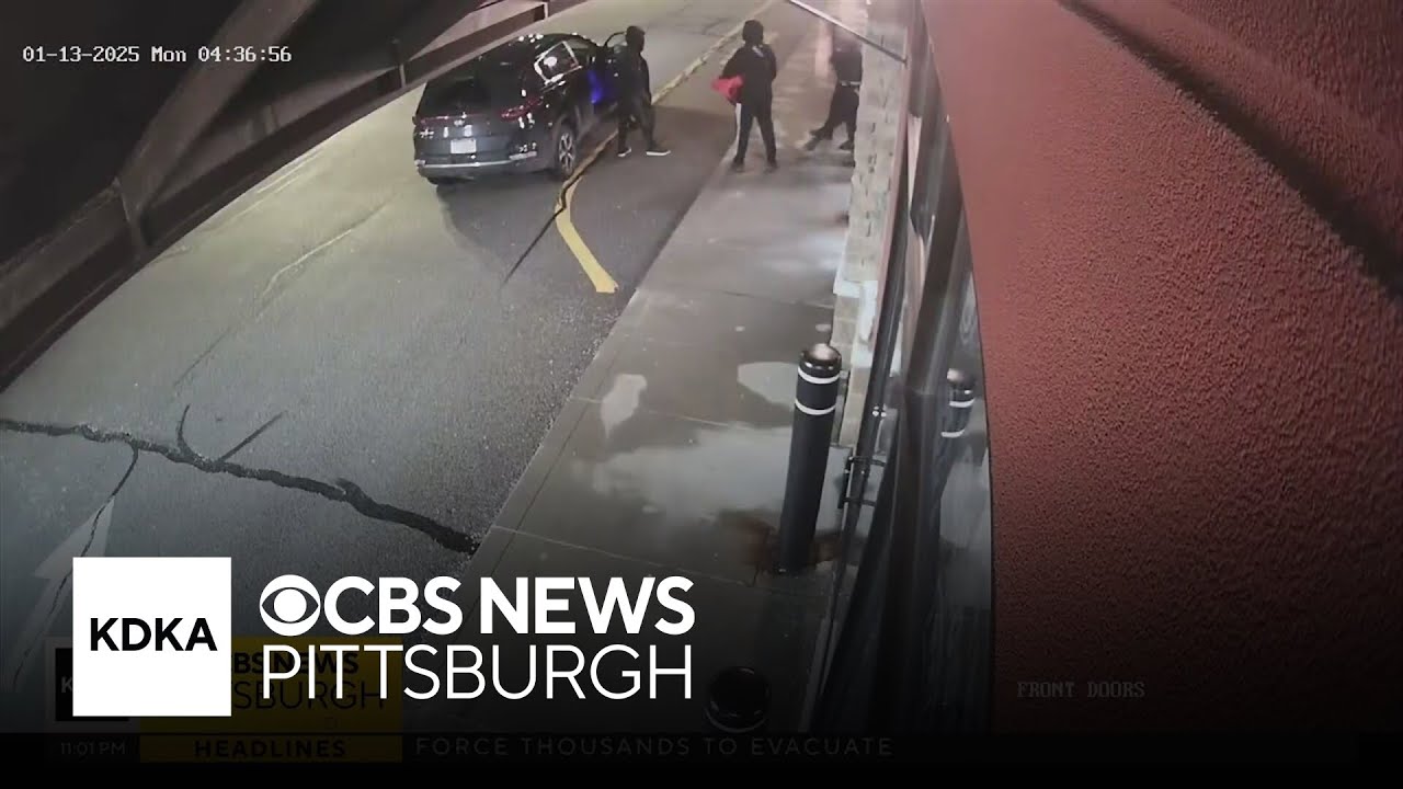 Security video shows suspects shooting their way into a gun store