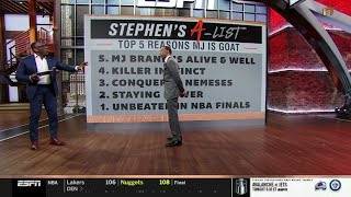 FIRST TAKE | Stephen's A-list Top 5 reasons why MJ is still the GOAT, NOT LeBron - Shannon reacts