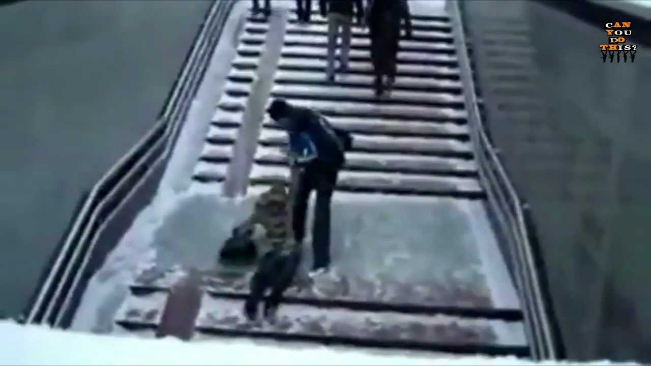 Can You Do This? Winter Icy Stairs YouTube