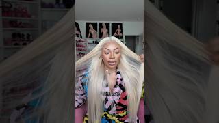 ￼ Let’s do a widows peak on my white blonde wig