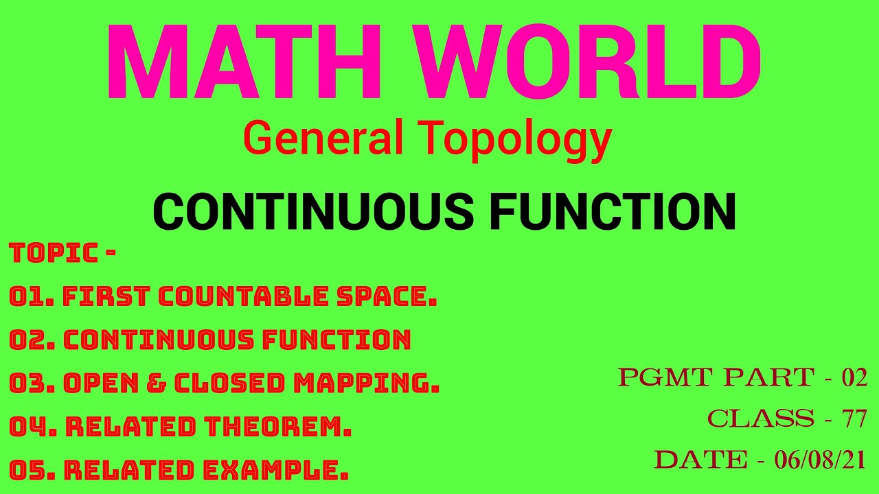 CONTINUOUS FUNCTION IN TOPOLOGICAL SPACE - YouTube