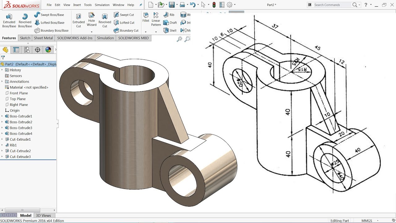 SolidWorks Tutorial for beginners Exercise 11 - YouTube