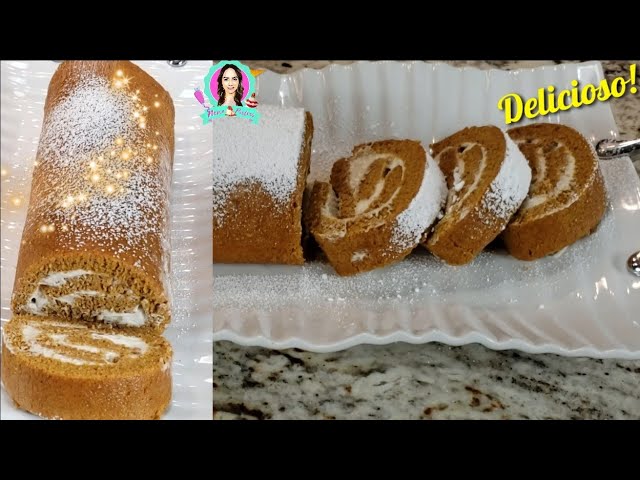 Rollo de Calabaza Delicioso con Relleno de Queso Crema / Thanksgiving -  YouTube