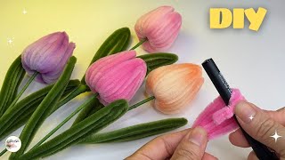 DIY Tulips Pipe Cleaner❣️Easy to make a beautiful Tulip Flower from Pipe Cleaner ❣️#diy #flowers
