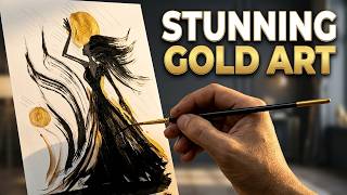 Stunning Silhouette Painting Tutorial | Woman &amp; Sun Art | SSM Art