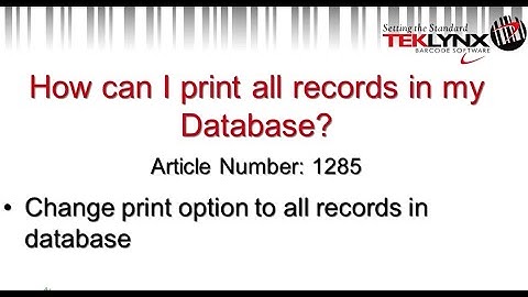 TekTip: How to print all records in your database