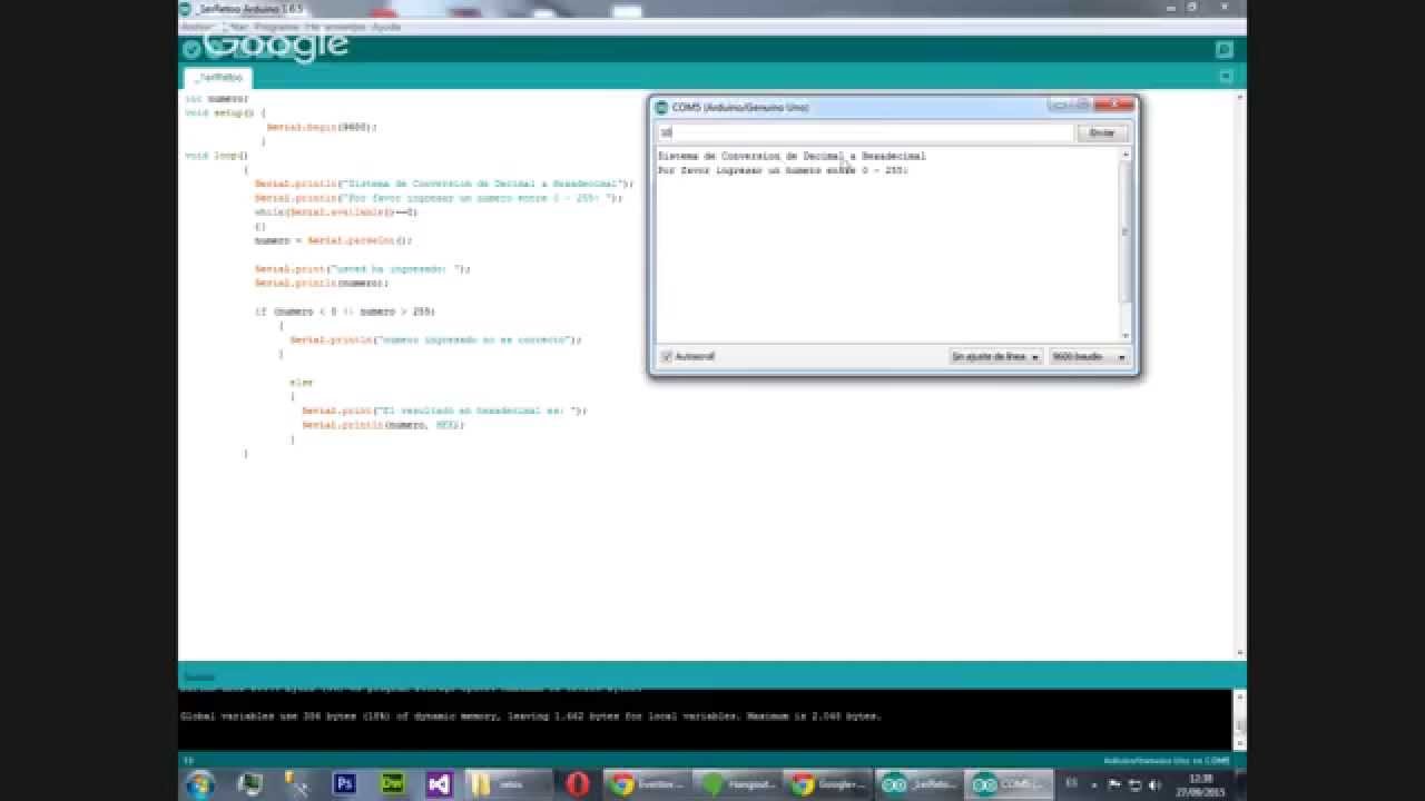 Convertir un numero decimal a binario en arduino