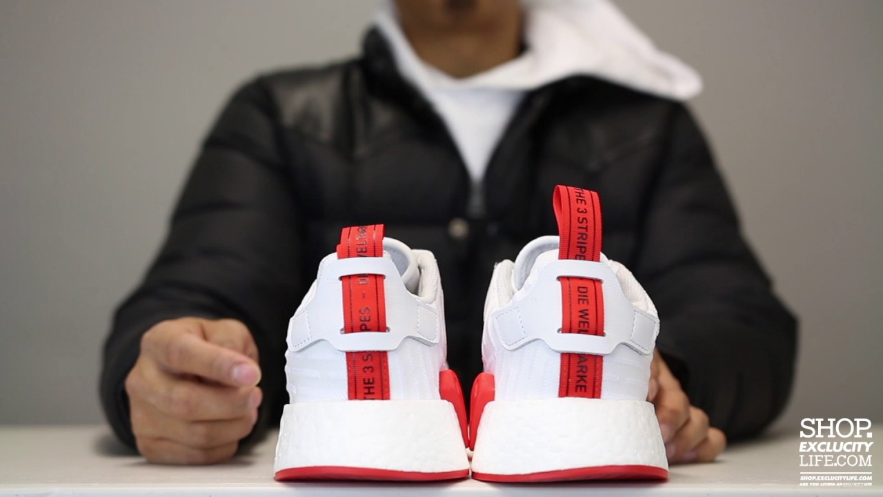 adidas nmd r2 white core red two toned