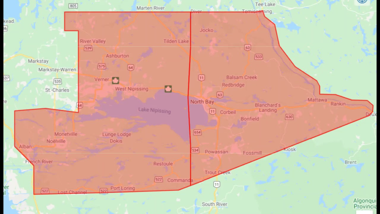 Alert Ready Tornado Warning Downtown North Bay, Northeastern Ontario, Canada