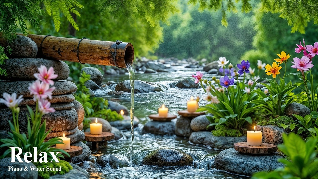 Relaxing Piano with Flowing Water Sounds 🌿 Calm Focus & Stress Relief for Study