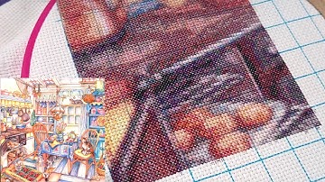 Flosstube 135 Stitch With Me: Cottage Kitchen - Part 8 - The 2nd Page is Finally Done