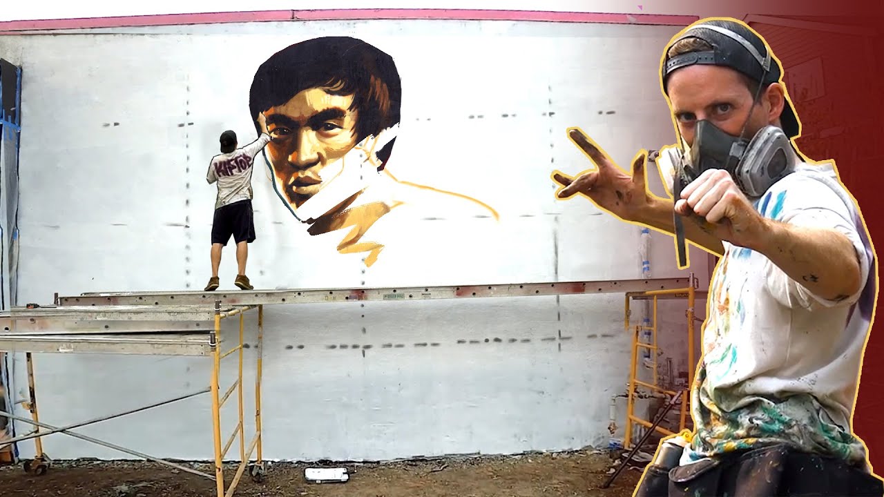 Painting an Epic Bruce Lee Mural! (24 Hrs Overnight) - YouTube
