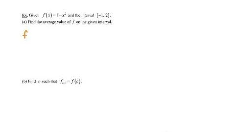 Calc Apps of Integration: Avg Value - Example 1 (Video 2)