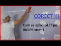 Strat 1 de GLET pe RIGIPS (aplicare banda din fibra si hartie pe gips carton)